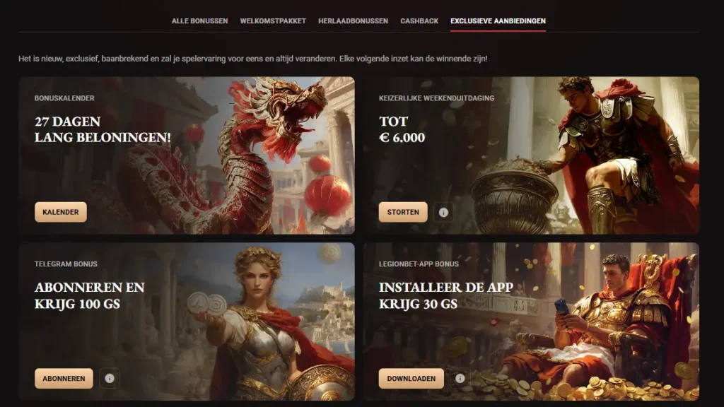 exclusieve Legionbet Casino bonussen